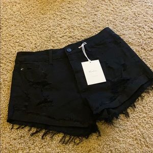 Kancan - Distressed High Rise Denim Shorts